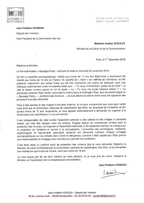 lettre-jfpoisson-a-la-ministre-de-la-culture-sausage-party