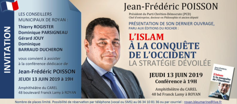 Conférence de Jean-Frédéric Poisson le 13 juin à Royan