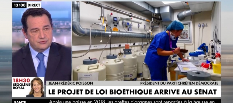 Jean-Frédéric Poisson sur CNEWS pour combattre le projet de loi bioéthique et la PMA sans Père