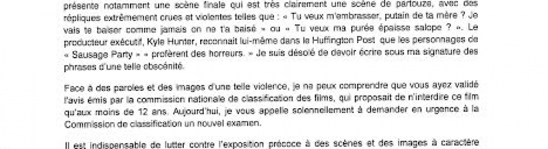 « Sausage Party » – Lettre ouverte à la Ministre de la Culture