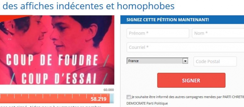 « Campagne VIH : pétition pour le retrait des affiches indécentes et homophobes ! »